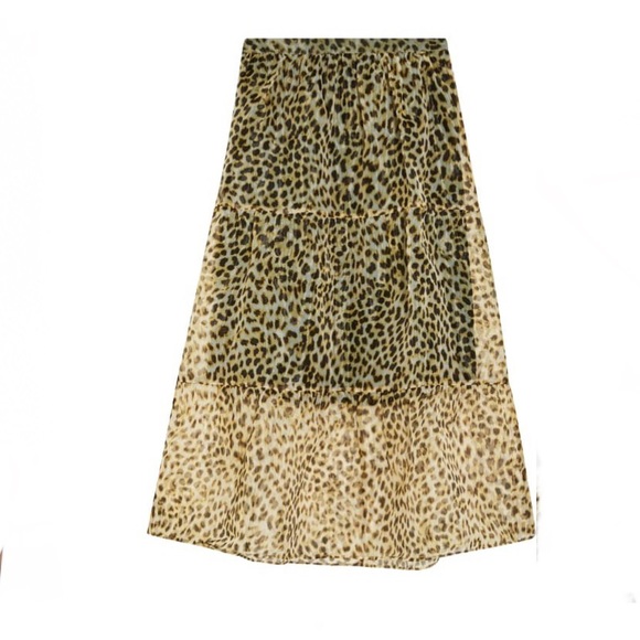 TopShop Leopard Print Organza Midi Skirt - Picture 3 of 6